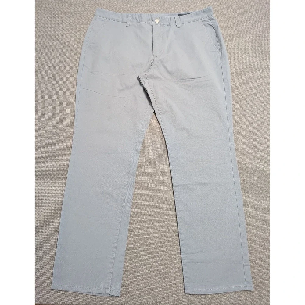 BONOBOS Pants Men's Light Gray 38x30 Slim Fit Cotton Blend Stretch Chinos Office
